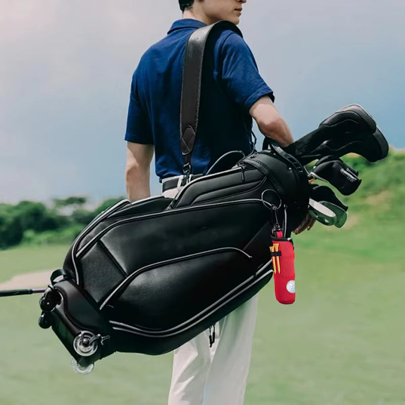 Golf Ball Holder Portable Golf Tee Holders Outdoor Golf Accessories Golf Ball Sleeve with Belt Clip Golf Ball Storage Bag For