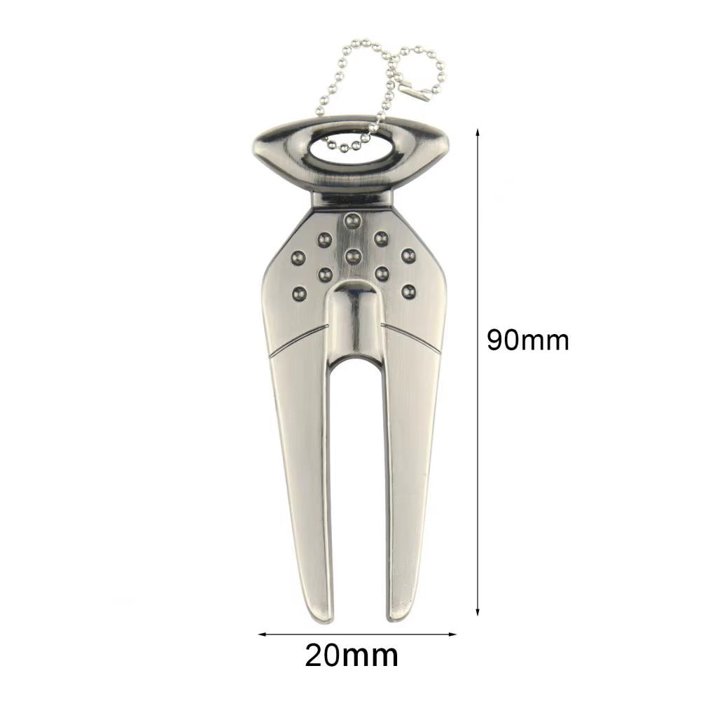 Golf Divot Tool Reusable Non-Fading Mark Tool Zinc Alloy Golf Pitchfork Golf Training Aid Golf Equipment