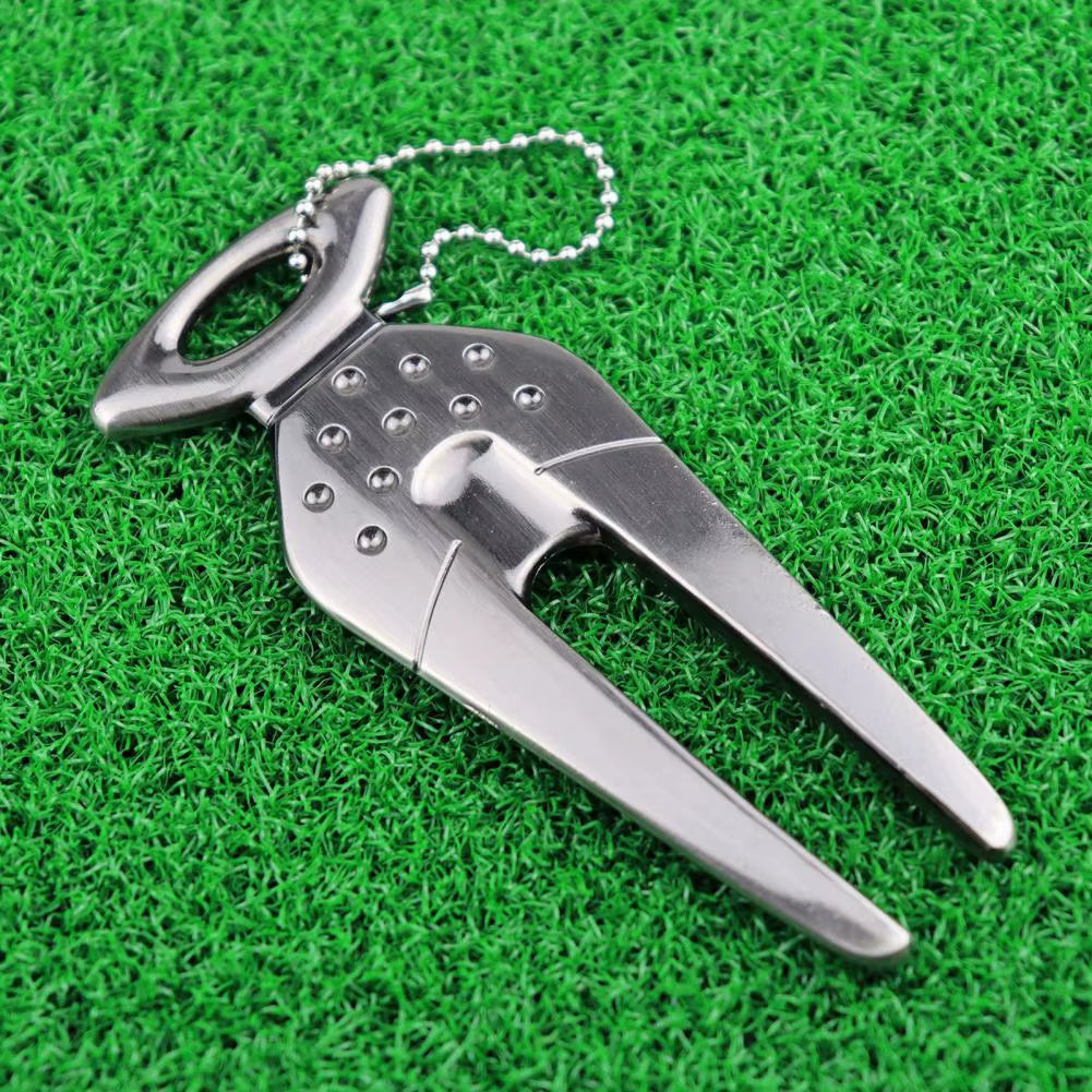 Golf Divot Tool Reusable Non-Fading Mark Tool Zinc Alloy Golf Pitchfork Golf Training Aid Golf Equipment