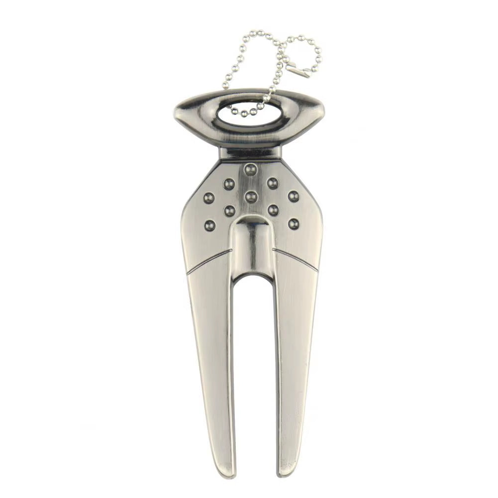 Golf Divot Tool Reusable Non-Fading Mark Tool Zinc Alloy Golf Pitchfork Golf Training Aid Golf Equipment