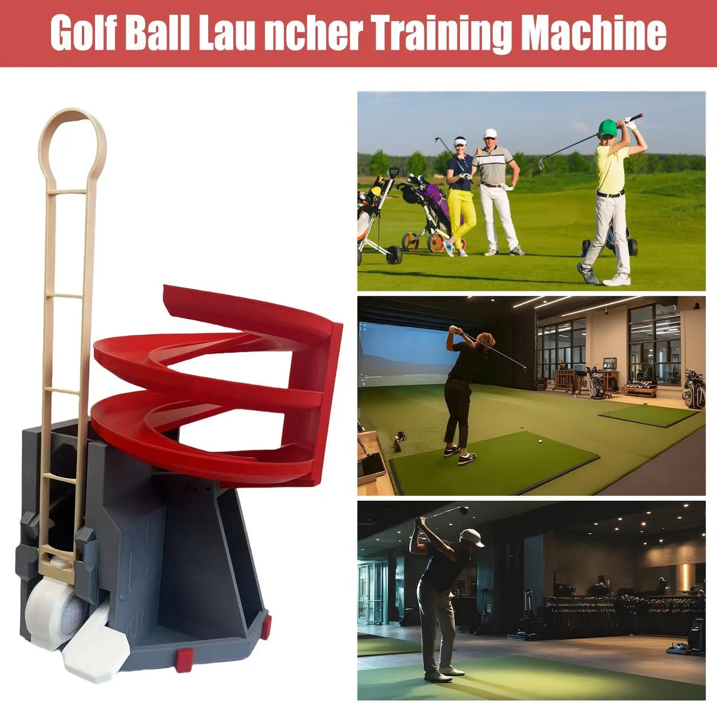 Golf Swing Training Launcher Golf Ball Dispenser Automatic Golf Ball Tee up Machine Non-Powered Golf Simulator for Golf Training